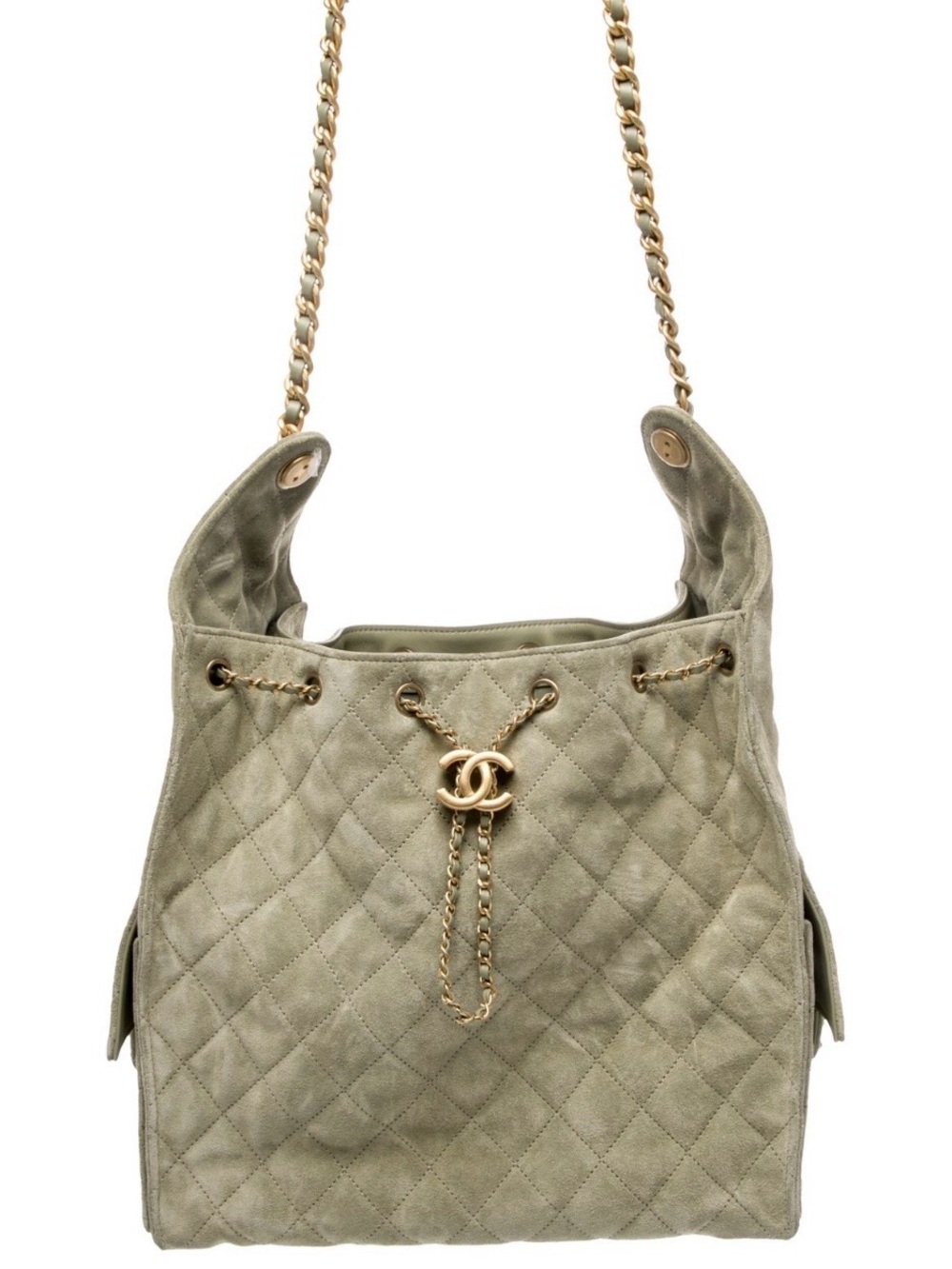 CHANEL Medium 25 bag in Suede light Green
Comes with dust bag 

Worn twice